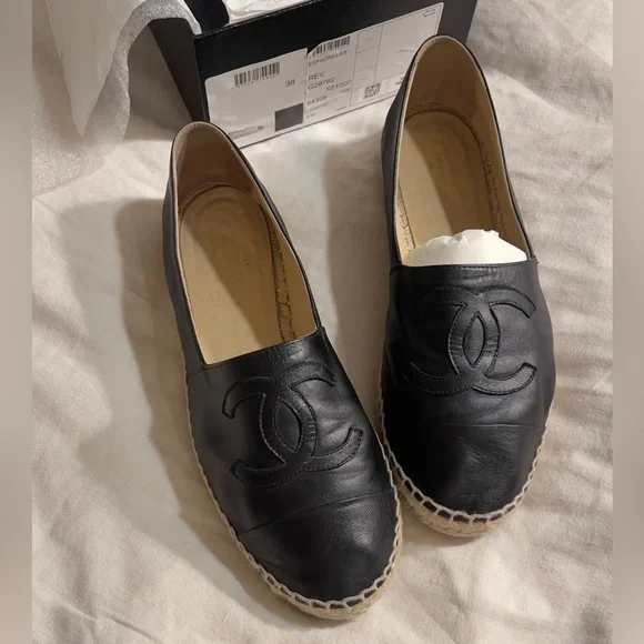 Chanel Espadrilles Sz 38 Black π€ - Picture 7 of 7